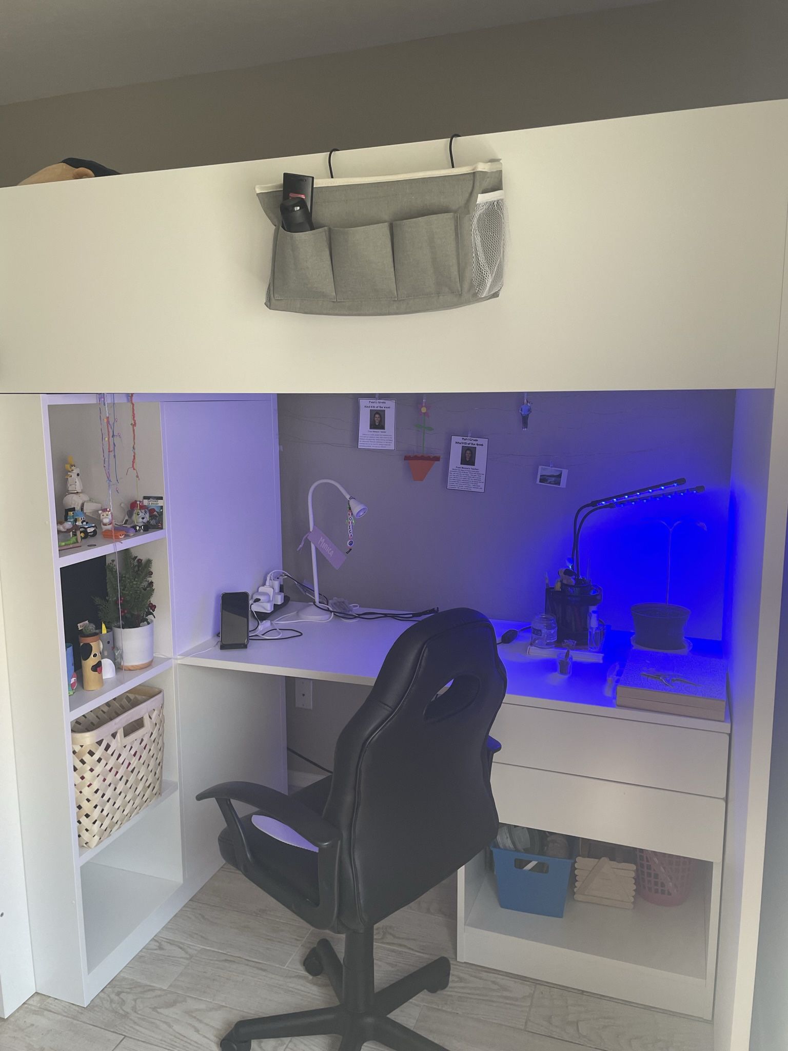 IKEA Loft bed frame, desk and storage, white, Twin