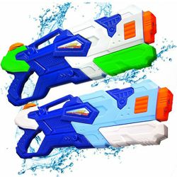 2 Pack Water Guns for Kids Adults, 1200CC Super Water Blaster Soaker Squirt Guns Long Range High Capacity Toys for Summer Swimming Pool, Outdoor Beach