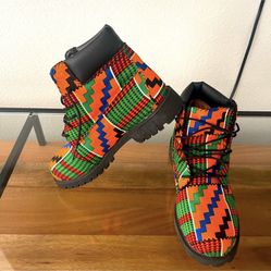 Authentic Kente Cloth Timberlands  