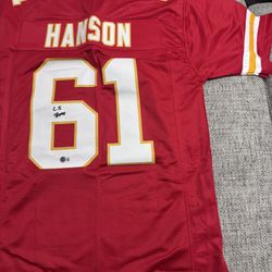 Hanson Signed Autograph Custom Jersey / Beckett Coa - Kansas City Chiefs