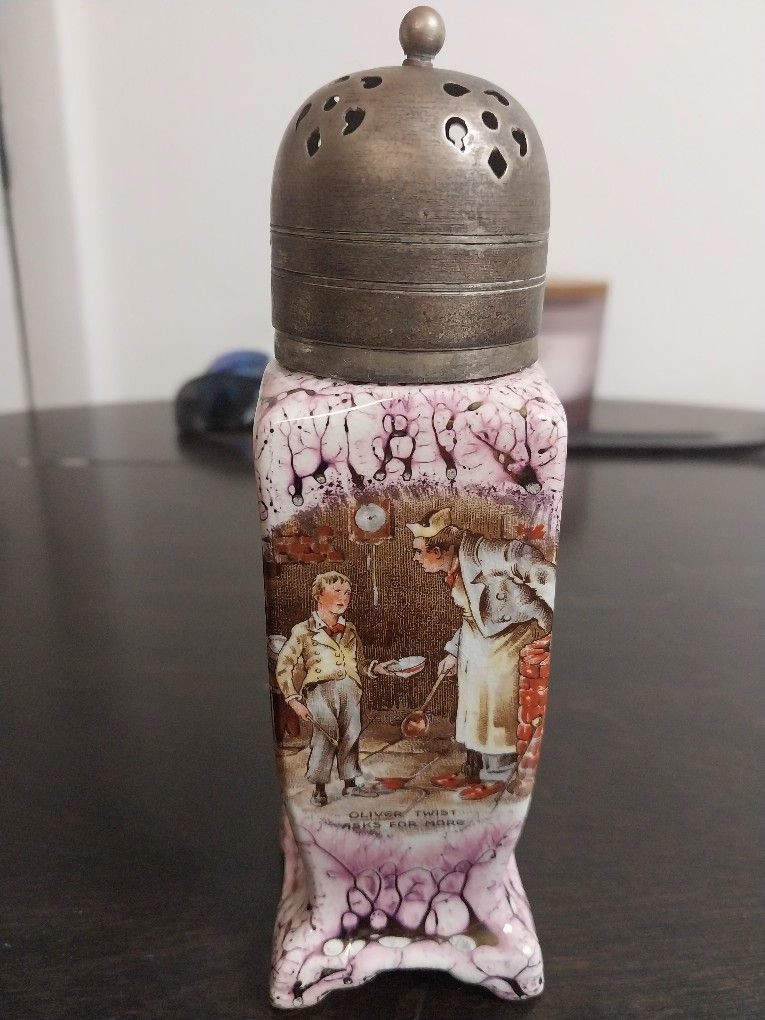 Vintage Sandlandware Sugar Shaker, Featuring A Scene From Charles Dickens Oliver Twist
