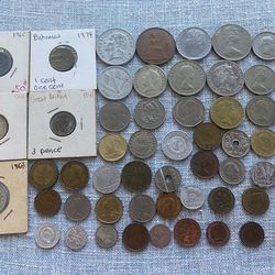54 Foreign Coins 3 Euros NO DOUBLES Mostly 1950’s & 60’s