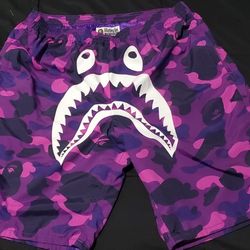 Rare BAPE brand purple camo beach shorts