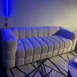 WHITE BOUCLE COUCH