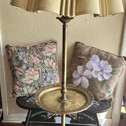 Antique Lamp W Tray Brass