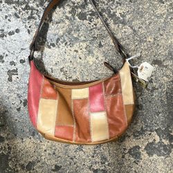 FOSSIL 1954 PATCHWORK GENUINE LEATHER HOBO SHOULDER BAG WOVEN STRAP