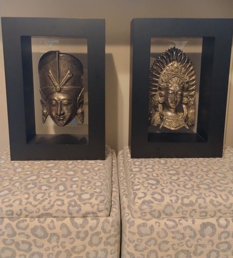 Antique Bronze Framed Masks