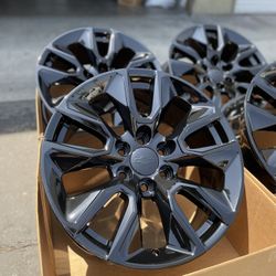 20” Chevy Silverado Tahoe OEM Wheels Gloss Black POWDER COAT EXCHANGE 