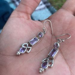 Silver Lavender Ear Rings 