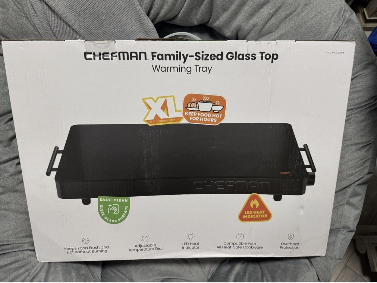 Chefman XL Family-Sized Glass Top Warming Tray