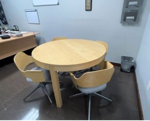 Modern Round Conference Table with 4 Chairs – Light Oak Finish