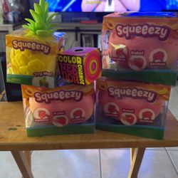Needoh And Squishy Squeeezy Color Changing Peach Pineapple 