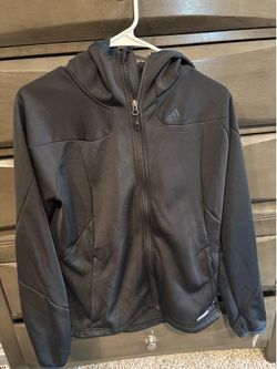 Adidas black zip up hoodie in a size L