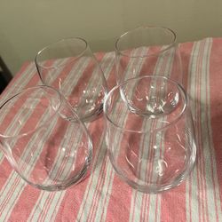 4 Glass Stemless Wine Glasses