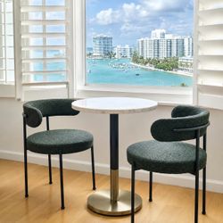 West Elm Marble Table + 2 CB2 Inesse Chairs