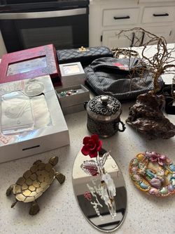 Box full of goodies, including purse