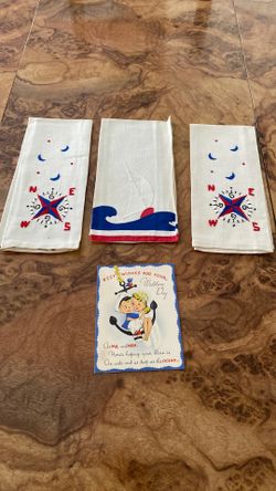 Vintage Nautical Guest Towels + 1940s–50s Wedding Card