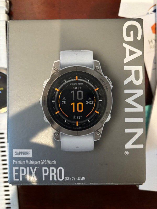 Garmin EPIX Pro Gen 2 Sapphire Lens 47mm Silver Watch with white Band