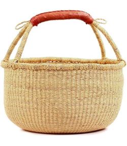 Fair Trade Ghana Bolga African Dye-Free Fully Shaped Market Basket 14-16" Across, 20267, Made in Bolga, Ghana, West Africa Exclusively for: Fair Trade