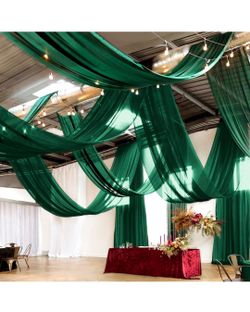 20ftx40ft  esmerald green  drapes with rod pocket  panels  party decor 4 pcs