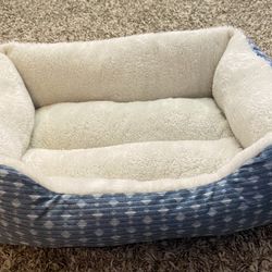 Small Pet Bed (Heather Blue and Cream)  18” by 15”