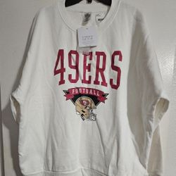 Women's Gameday Couture White San Francisco 49ers Oversized Line Pullover Sweatshirt