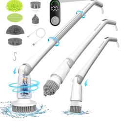 Electric Spin Scrubber Cordless Scrubber: Tub and Tile Scrubber with 6 Replaceable Brush Heads, Shower Cleaning Brush with LED Display & 2 Speeds Adju