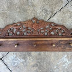 Carved Wooden Coat Rack