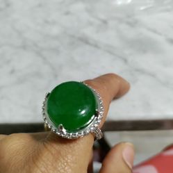 925 Jade Statement Ring Size 7