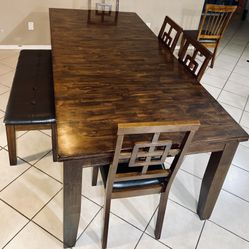 Dark brown dining table set