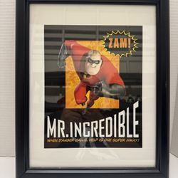 Disney Mr Incredible 14x11 When Danger Call Help Is One Super Away Framed Poster
