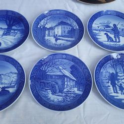 Royal Copenhagen Christmas Plates lot of 8 1(contact info removed) HTF Beautiful Vintage