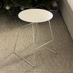 White Round Steel Side Table