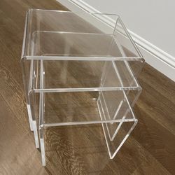 Vintage Lucite / Acrylic Waterfall Nesting Tables – 3 Piece Set
