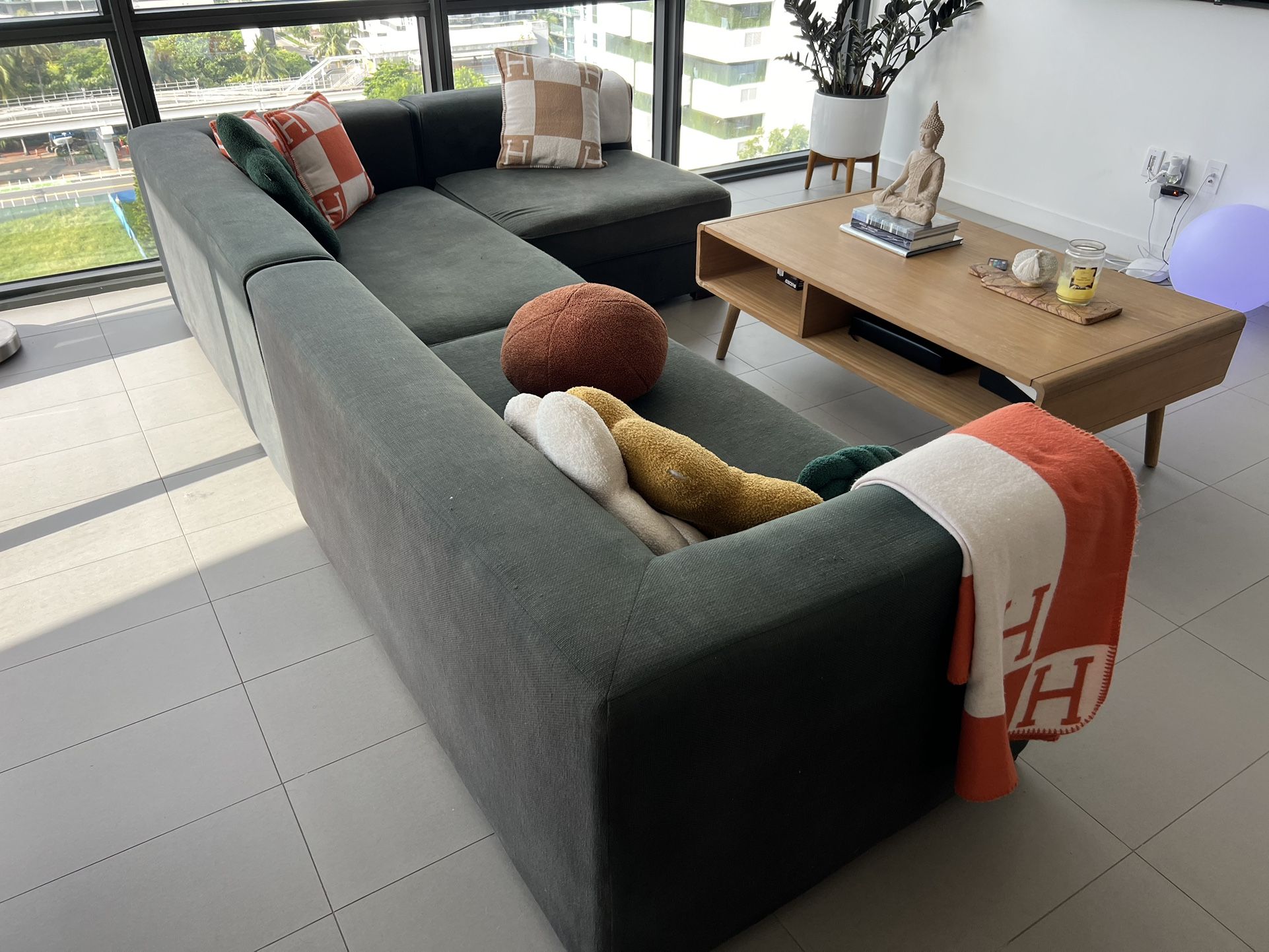 Free West elm Sectional Dyed sage green