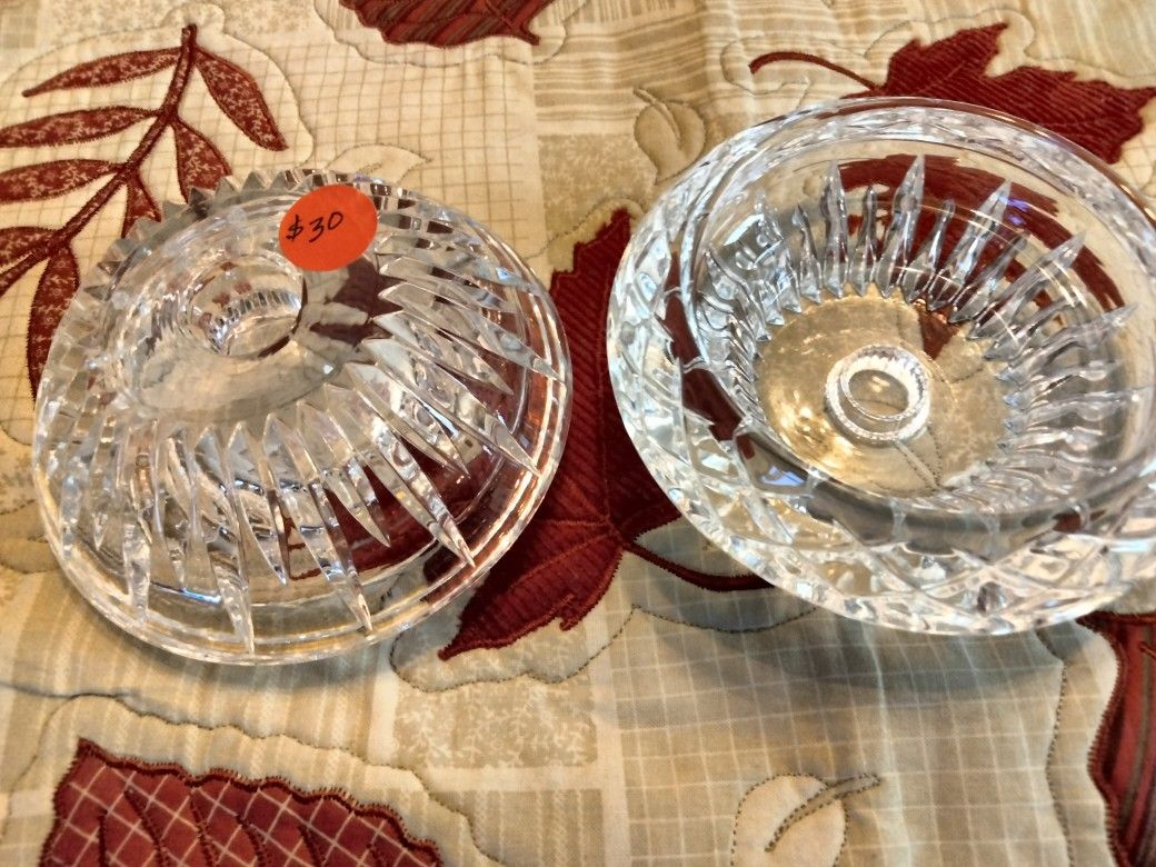 New Pair Of Princess House Lead Crystal Three-way Candle Holders. $30 Firm.