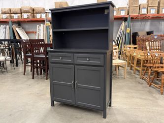 NEW! Charcoal Black Wooden Freestanding 2 Drawer Kitchen Pantry Cabinet (Southcenter Store)