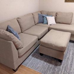 New Sand Sectional Couch ! Free Delivery 🚚 ! Financing Available !!