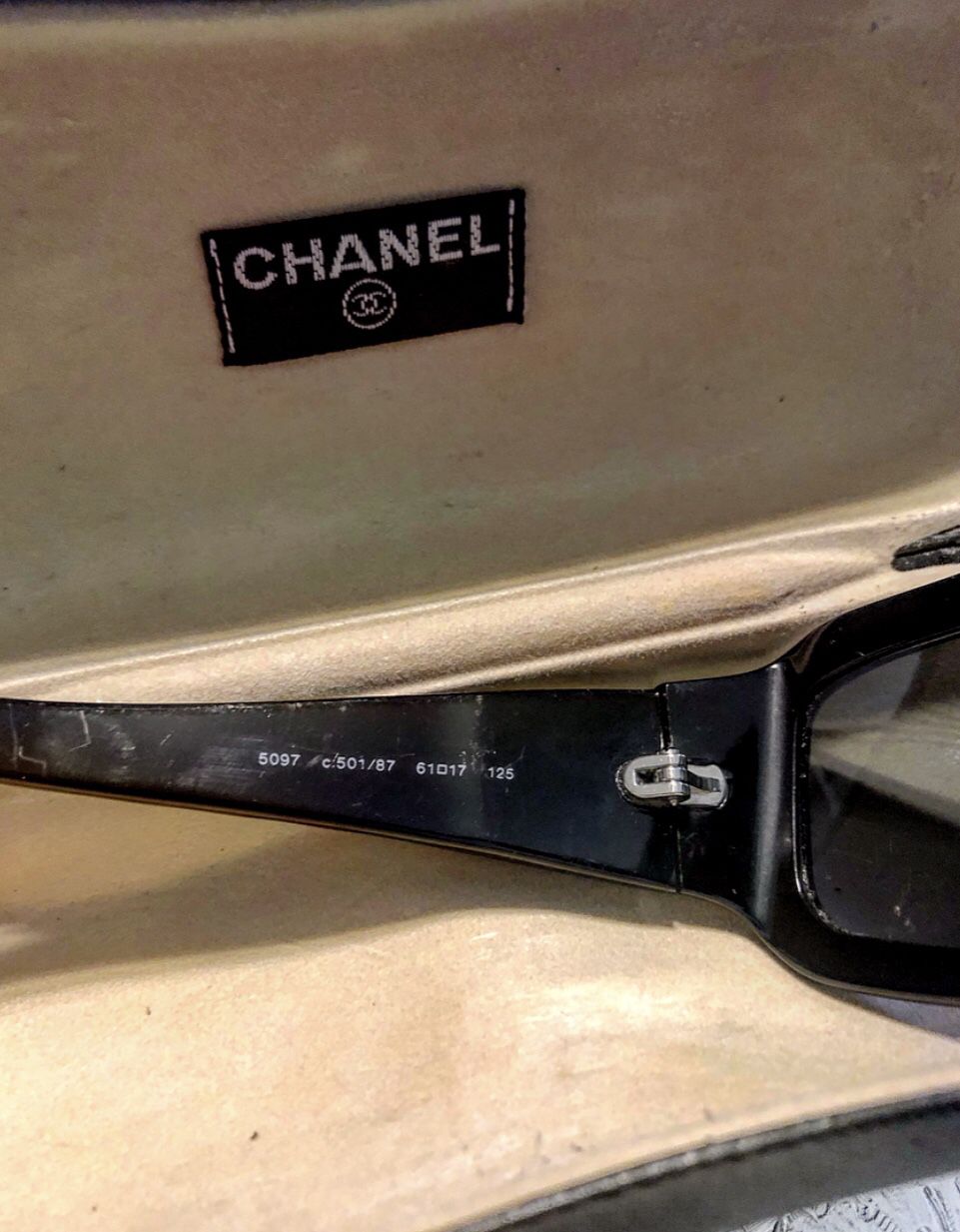 CHANEL 5097 501/87 Sunglasses Quilted Black Marble ~ Silver Beads with  original Case in good condition vintage glasses originally paid over $300  for
