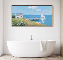 Coastal Pictures for Living Room, Beach Wall Art, Floral Wall Art  Sail 20x40