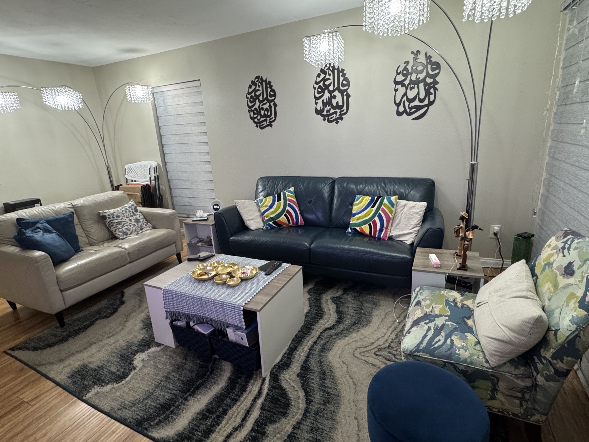 ✨ Living Room Furniture Set – Real Leather Sofas + Tables + Chair – $500 (Full Set)✨