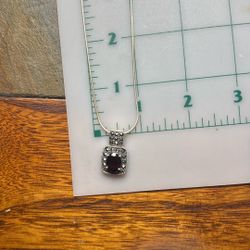 Sterling Silver Garnet And Marcasite Pendant