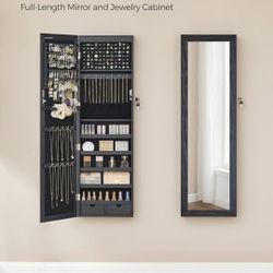 6 LEDs Mirror Jewelry Cabinet, 47.2-Inch Tall Lockable Wall or Door Mounted✨✨✨❇️❇️