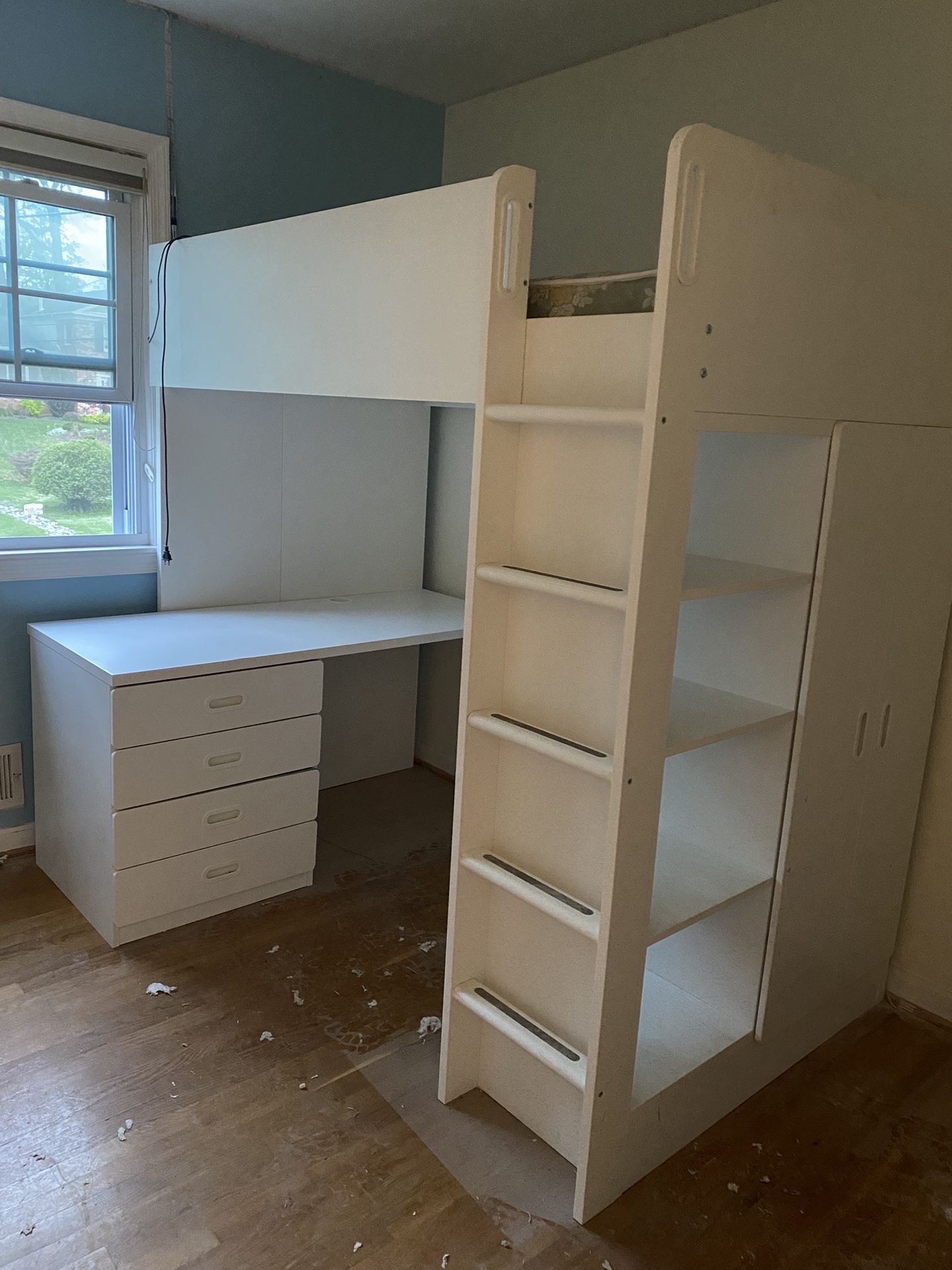 Ikea Twin White Loft Bed, Desk, Storage Orig. Price $900