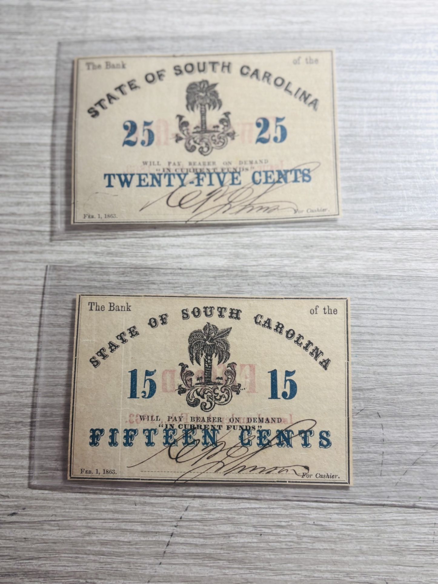1863 South Carolina Bank Notes