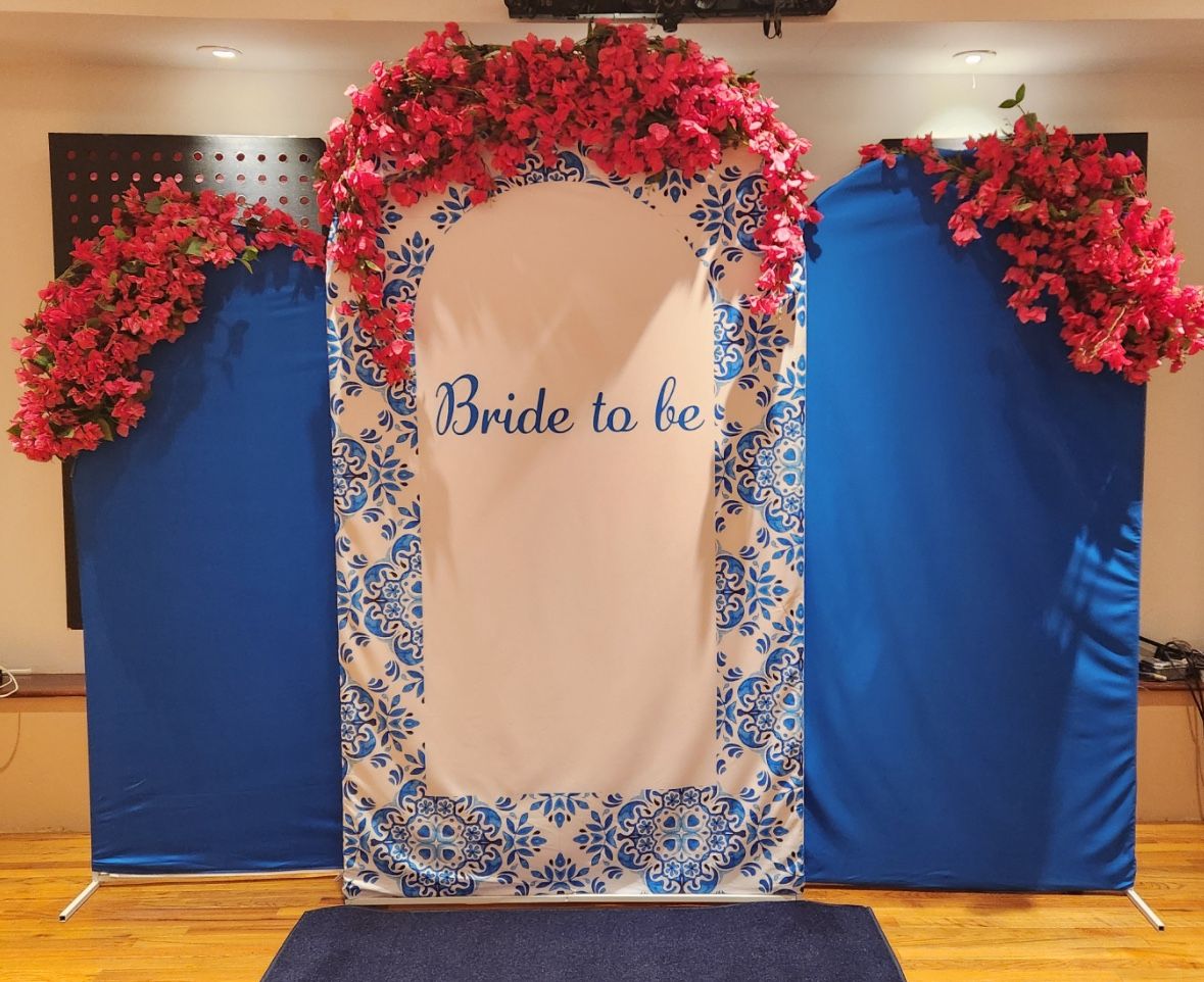 Santorini / positano Bridal shower backdrop