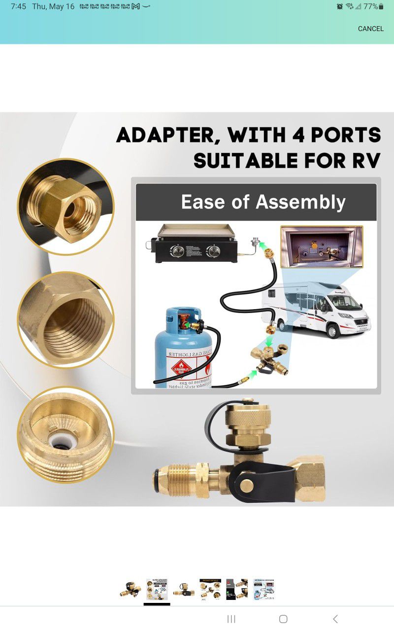 Propane Tank Brass 4 Port Tee Kit 5ft And 12ft Hose Adapter Rv Camping