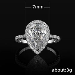 "Elegant Water Drop Bright Zircon Thin Pear Wedding Ring for Women, PD510
 
  Thumbnail