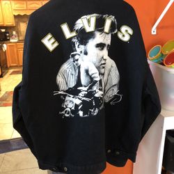Vintage Elvis Presley First Choice Black Denim Jacket Sz XL Great Condition 🔥  
