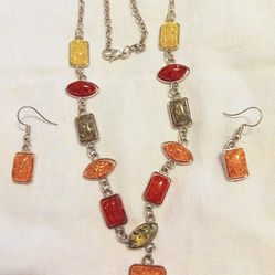 Amber Necklace & Earrings Set